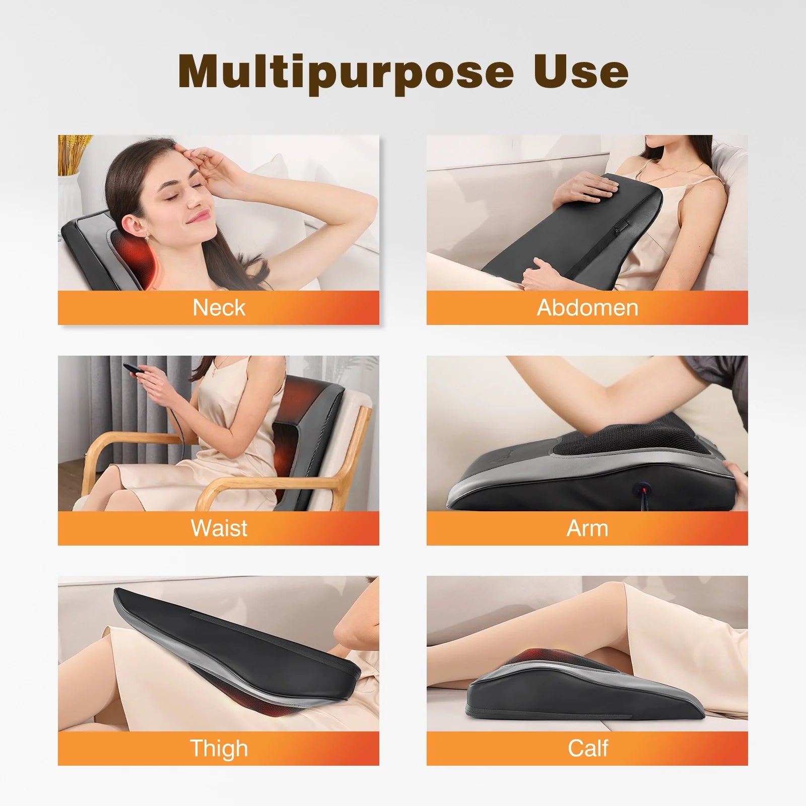 Back Massager with Heat, Shiatsu Neck & Back Massager Pillow for Pain Relief, 3D Kneading Massage Cushion for Back, Neck, Shoulder Muscle Relaxation, Ideal Gifts for Mom Women, Gray