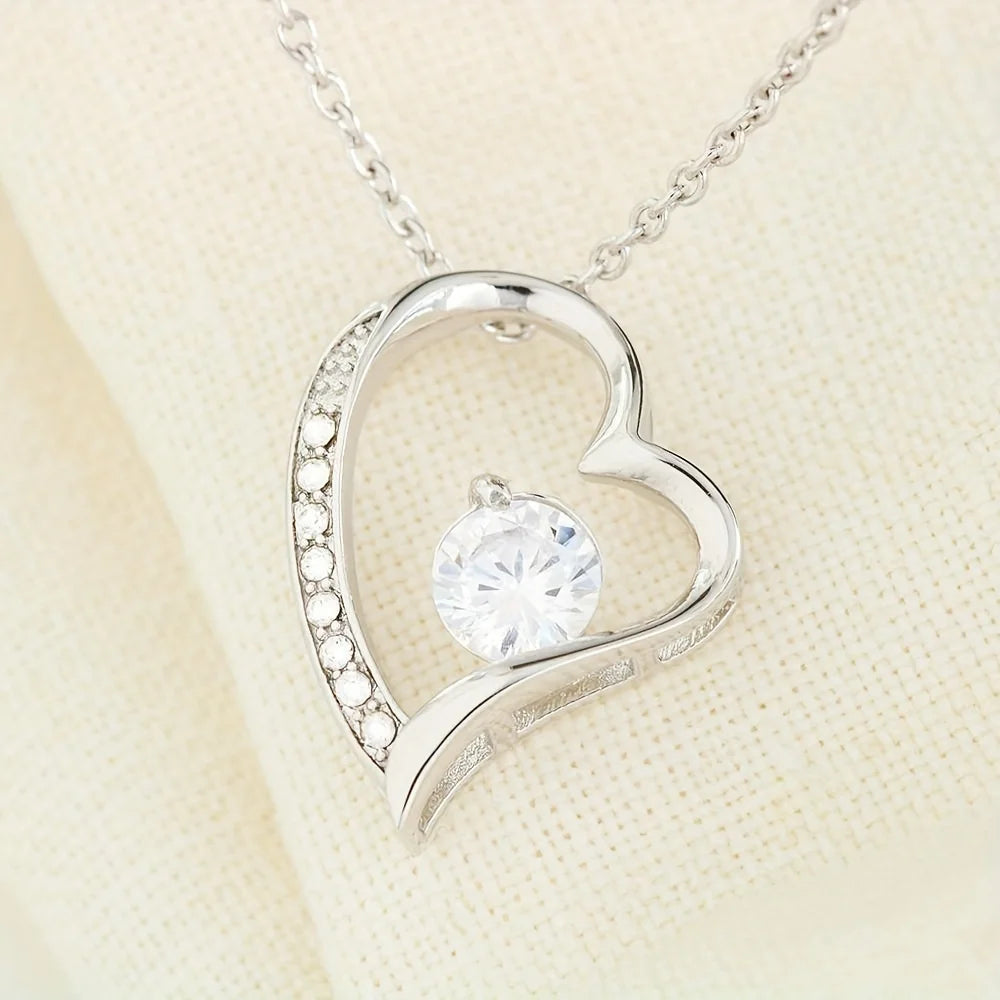 Grandmother Gifts, Gift for Grandmother, Message Card Jewelry Cubic Zirconia Decor Heart Shape Pendant Necklace