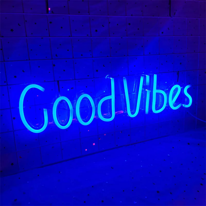 Good Vibes Neon Lights LED DIY Neon Signs Art Lights Neon Night Lights for Room Bedroom Beer Bar Pub Hotel Party Restaurant Wall