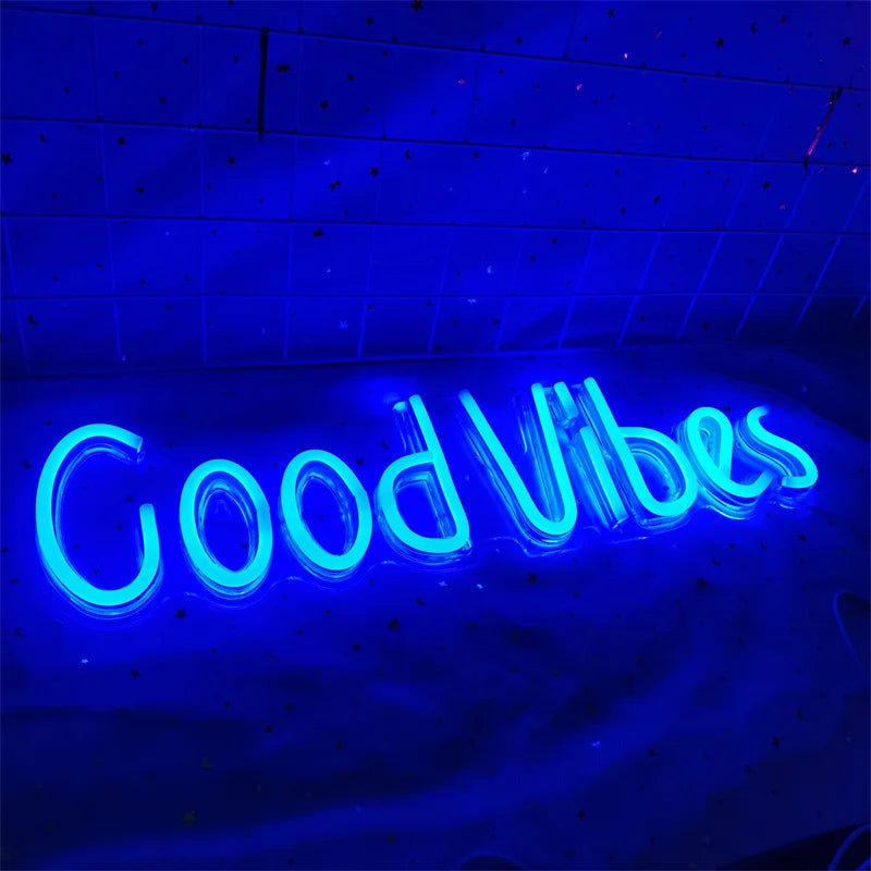 Good Vibes Neon Lights LED DIY Neon Signs Art Lights Neon Night Lights for Room Bedroom Beer Bar Pub Hotel Party Restaurant Wall