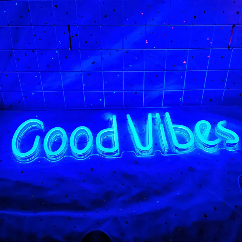 Good Vibes Neon Lights LED DIY Neon Signs Art Lights Neon Night Lights for Room Bedroom Beer Bar Pub Hotel Party Restaurant Wall